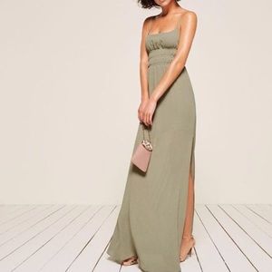Reformation Aphrodite/Tudor Sage Green Maxi Dress - SAMPLE Bridesmaid Dress